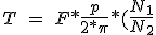 Force transformation equation, linear motion screw T\ =\ F*\frac{p}{2*\pi}*(\frac{N_1}{N_2})